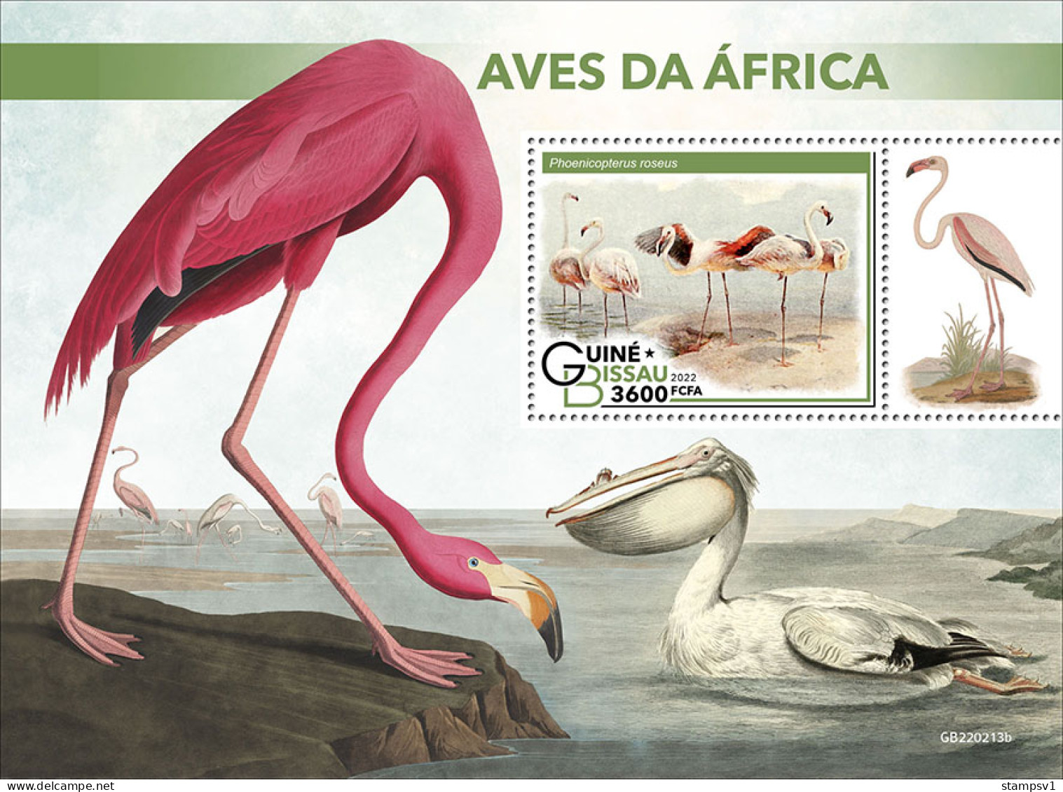 Guinea Bissau  2022 Abrican Birds. Flamingo. (213b) OFFICIAL ISSUE - Flamingo's