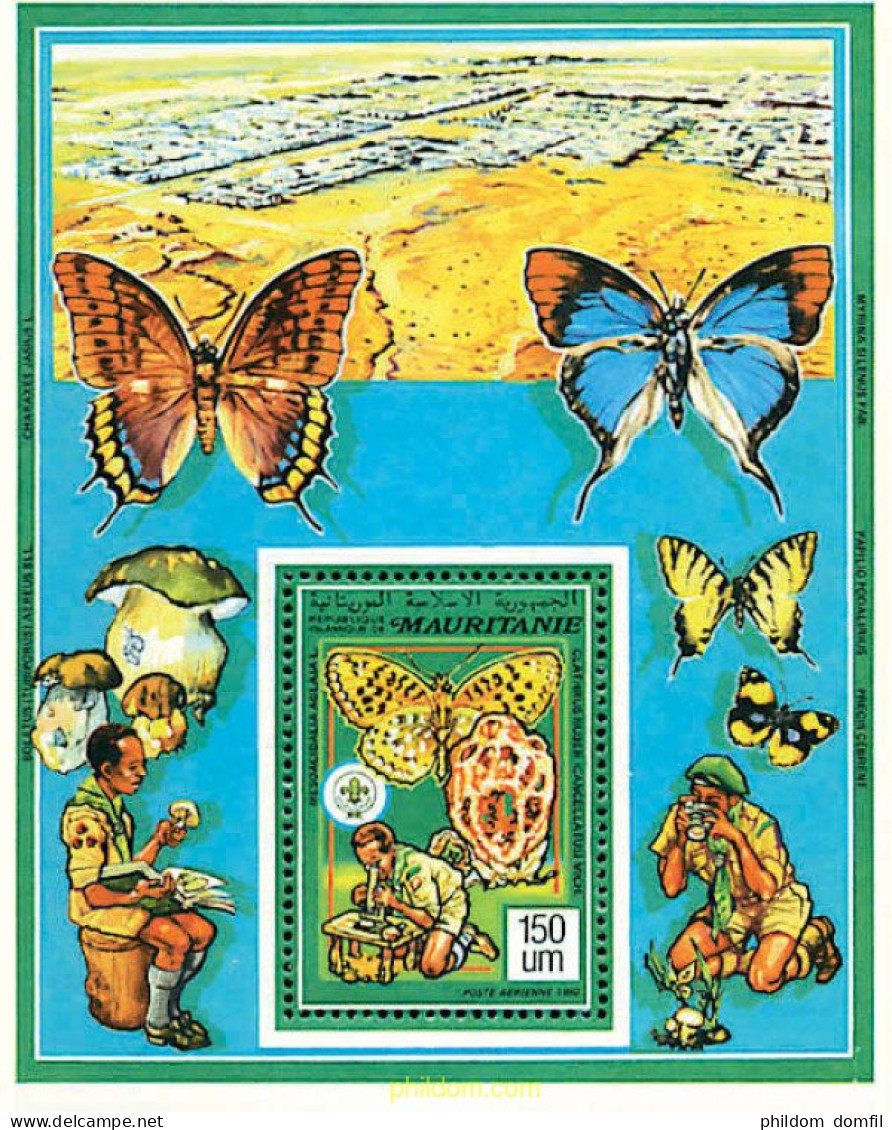 76495 MNH MAURITANIA 1991 SETAS, MARIPOSAS Y ESCULTISMO - Spinnen