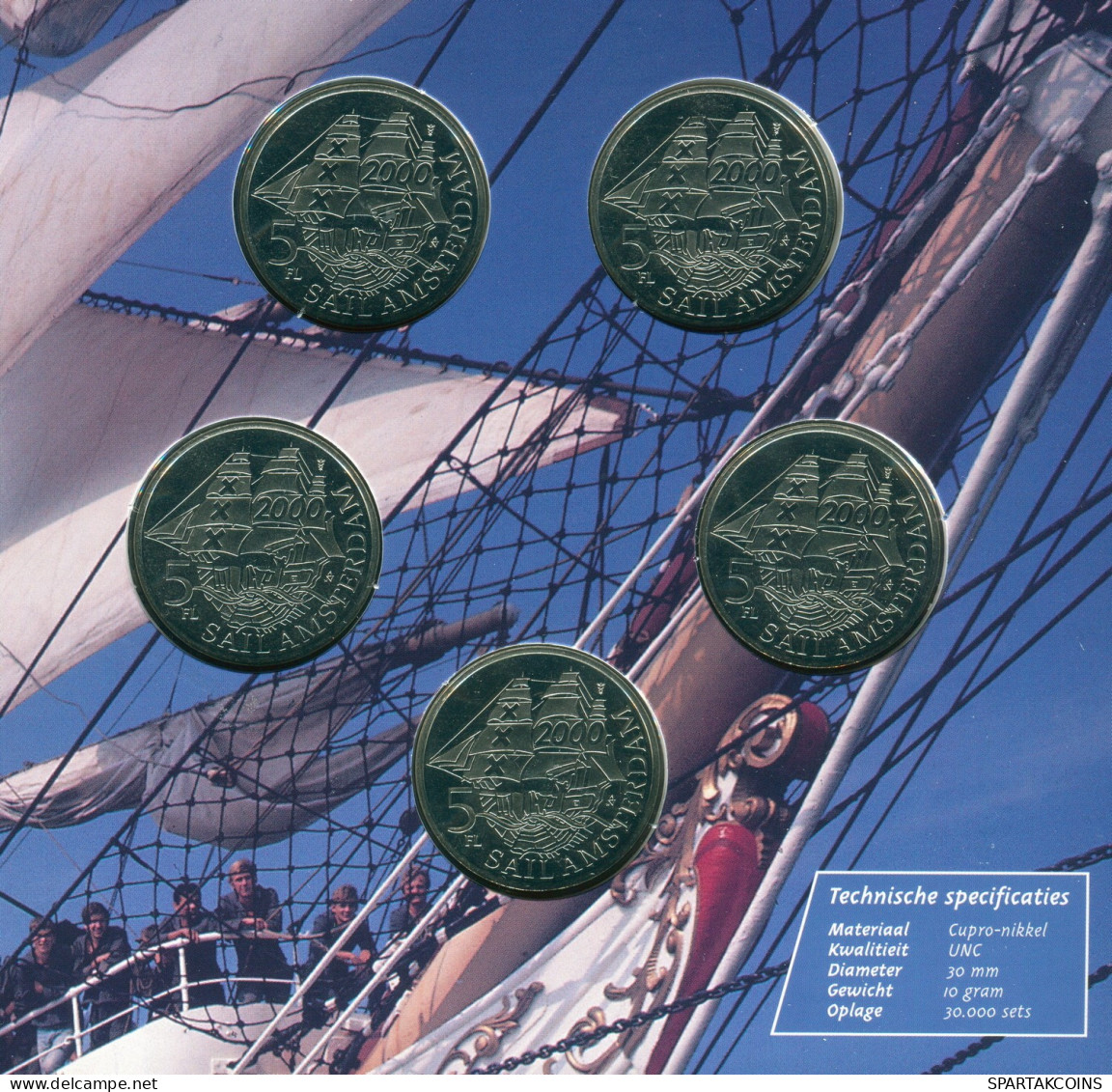 NIEDERLANDE NETHERLANDS 5 FLORIN SAIL 2000 MINT SET 5 Münze #SET1132.7.D - [Sets Sin Usar &  Sets De Prueba