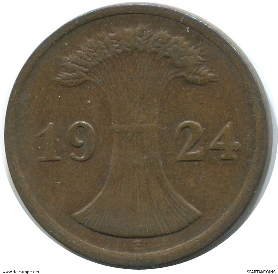 2 RENTENPFENNIG 1924 E GERMANY Coin #AE274.U - 2 Rentenpfennig & 2 Reichspfennig