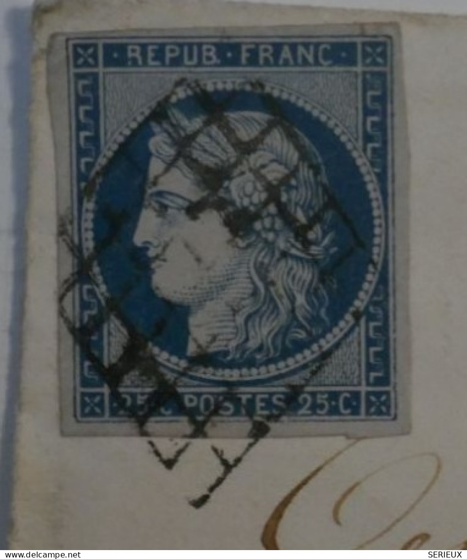 BR14 FRANCE BELLE LETTRE 6 JUIL. 1850 CHATEAU LAVALLIERE A VENDOME  +CACH. CIRE ROUGE+CERES N °4  GRILLE+AFF. PLAISANT++ - 1849-1850 Ceres