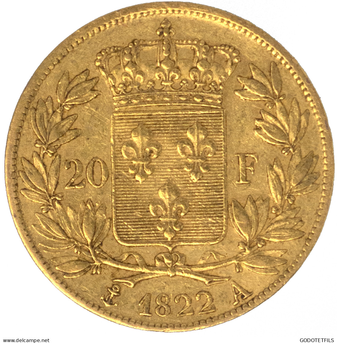 Louis XVIII-20 Francs 1822 Paris - 20 Francs (gold)