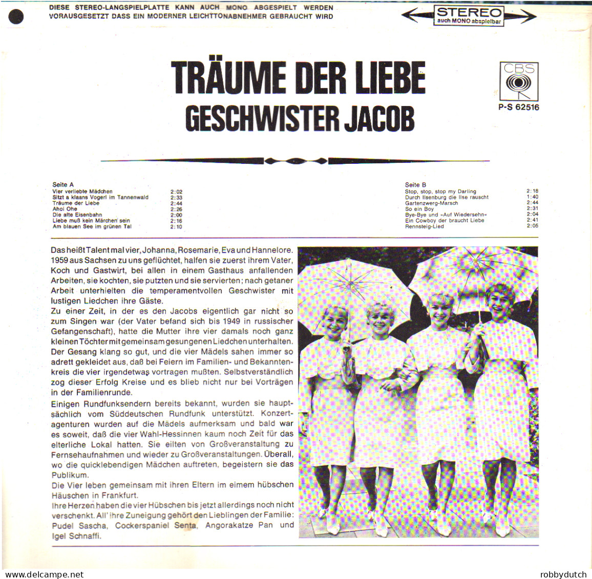 * LP *  GESCHWISTER JACOB - TRÄUME DER LIEBE (Holland 1967 EX!!) - Sonstige - Deutsche Musik