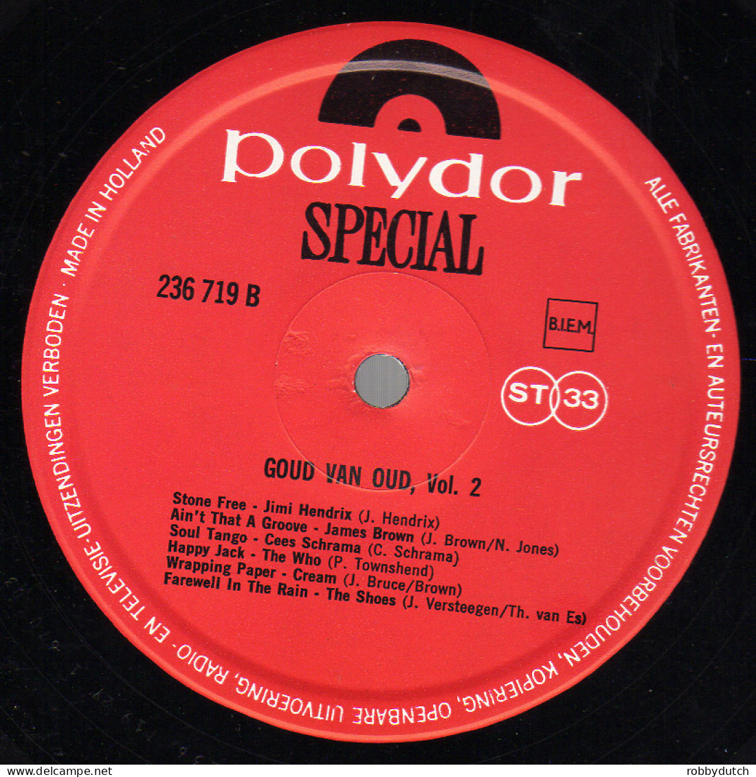 * LP * GOUD VAN OUD Vol. 2 (Holland 1969) - CREAM/ HENDRIX / EARRINGS / WHO / SHOES A.o. - Compilations