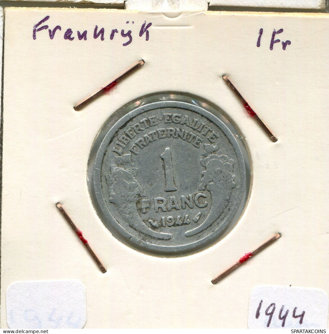 1 FRANC 1944 FRANKREICH FRANCE Französisch Münze #AM542.D - 1 Franc