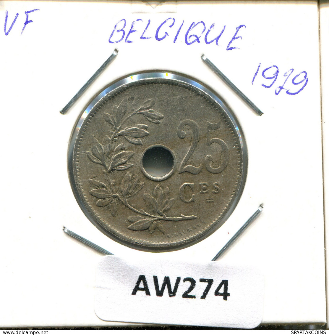 25 CENTIMES 1929 Französisch Text BELGIEN BELGIUM Münze #AW274.D - 25 Centimes