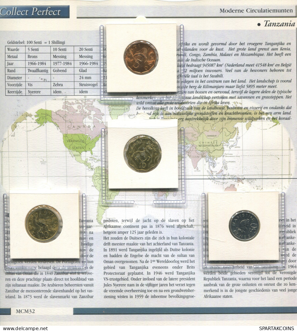 TANZANIA 1966-1990 Moneda SET 5. 10. 20. 50 SENTI UNC #SET1181.5.E - Tanzanie