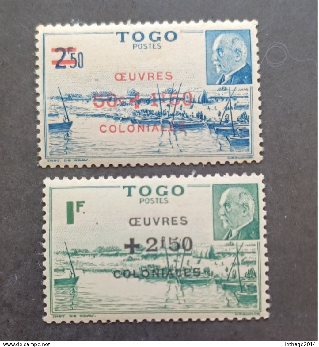 FRANCE COLONIE TOGO 1944 MARECHAL PETAIN SURCHARGES OEUVRES COLONIALES CAT YVERT N. 226/227 MNH - 1944 Maréchal Pétain, Surchargés – Œuvres Coloniales