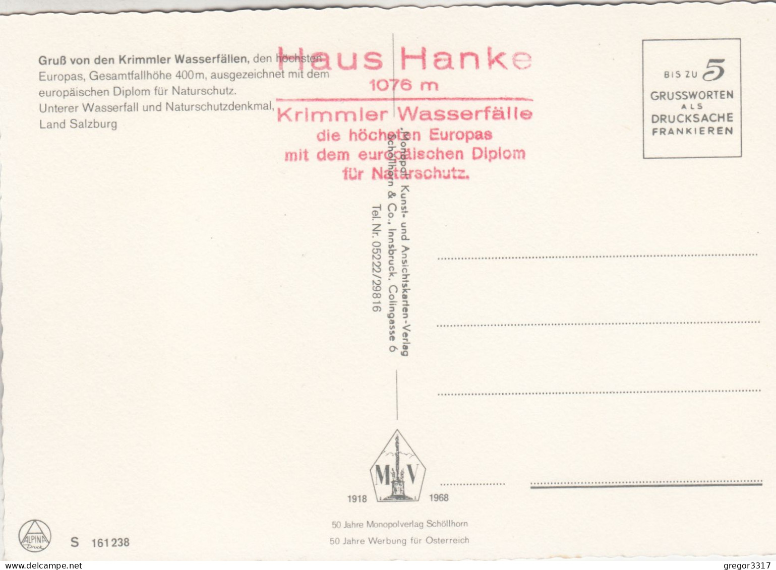 C7712) KRIMML - Gruß Von De KRIMMLER Wasserfällen - Unterer Krimmler Wasserfall U. Stempel HAUS HANKE - Krimml