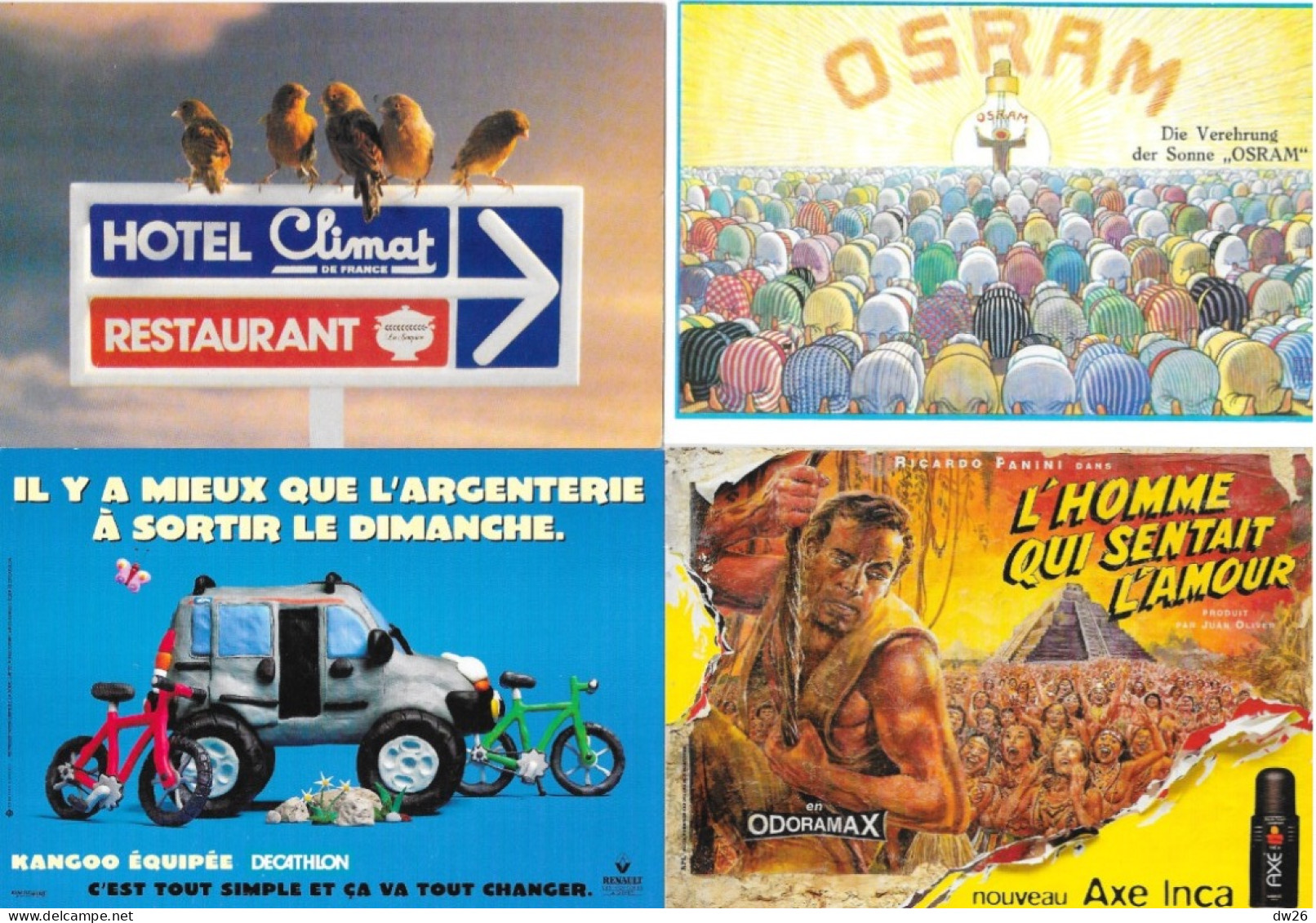 Lot de 140 cartes publicitaires (CPM) Publicité voitures, alcools, Perrier, lingerie, Sports (Cyclisme)