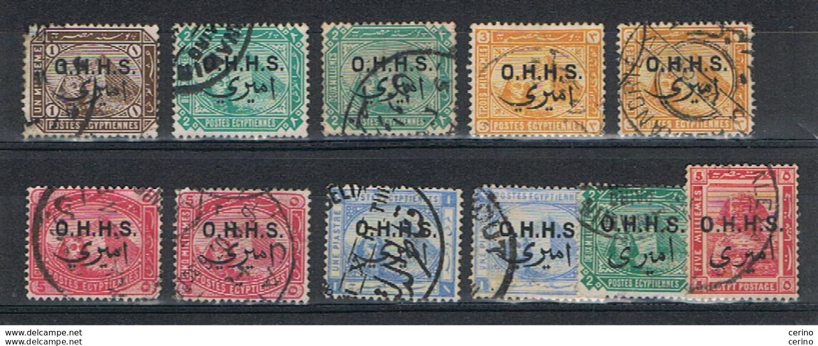 EGYPT:  1907/15  OFFICIALS  -  LOT  11  USED  STAMPS  -  YV/TELL. 2//13 - Officials