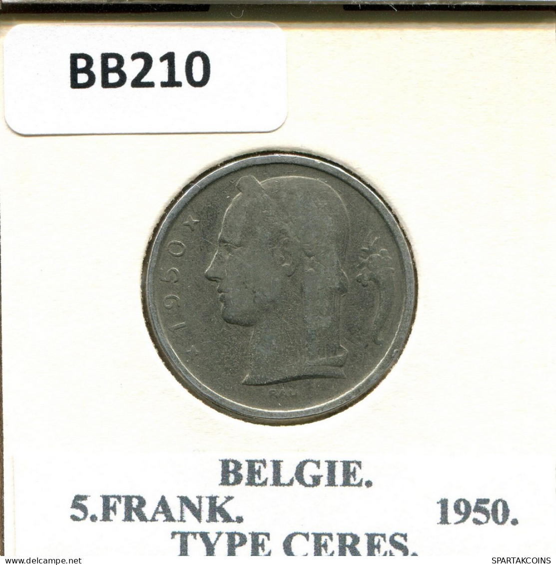 5 FRANCS 1950 DUTCH Text BÉLGICA BELGIUM Moneda #BB210.E - 5 Francs