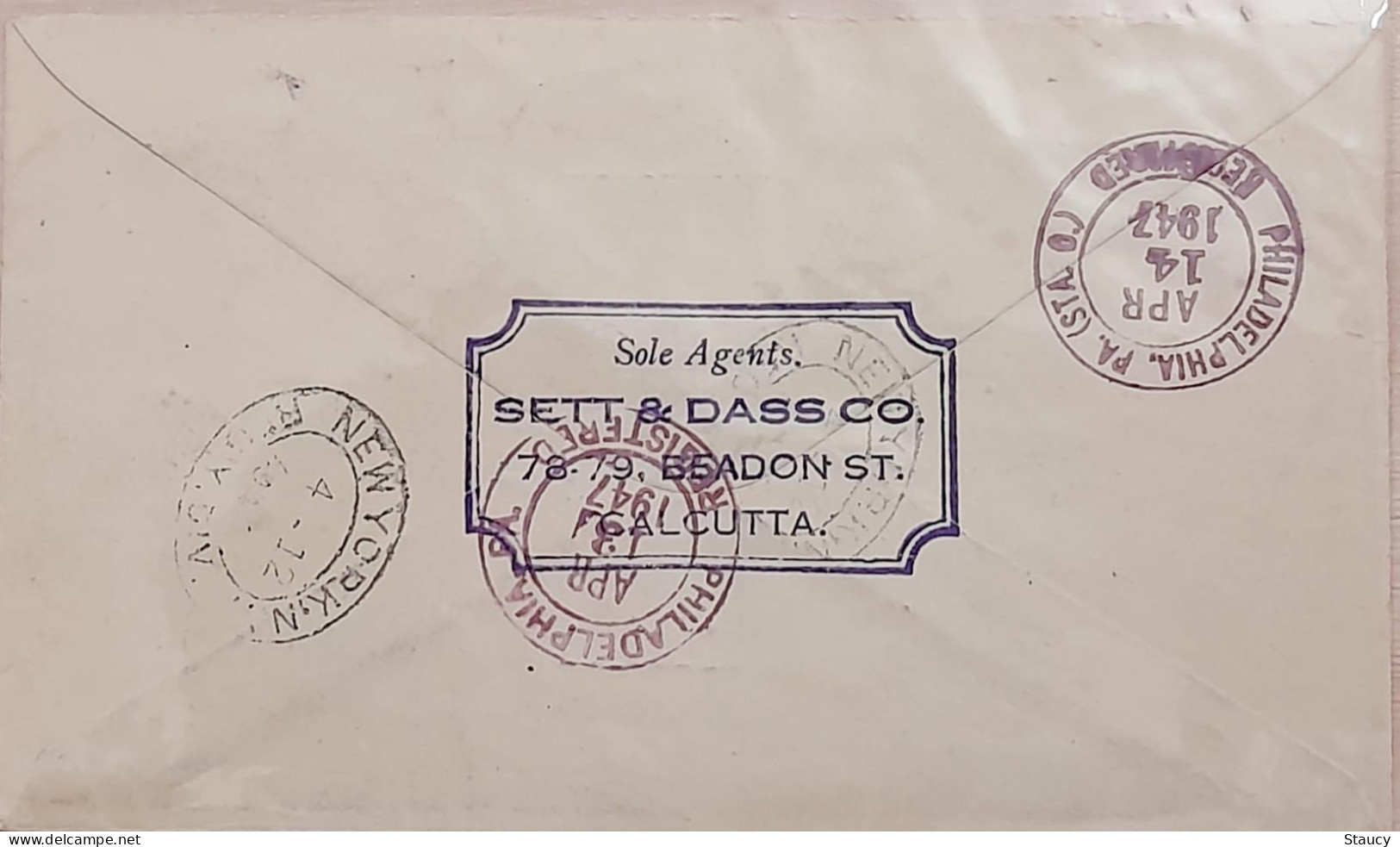 British India 1947 REGISTERED Airmail Cover To USA 4 KG VI Stamps Nice Cancellations On Front & Back Ex Rare - Luftpost