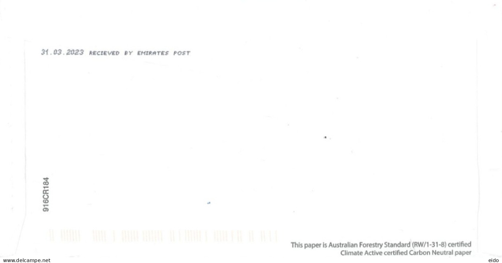 AUSTRALIA..- 2023, POSTAGE PAID SEALED COVER FROM MELBOURNE AUSTRALIA TO DUBAI. - Storia Postale