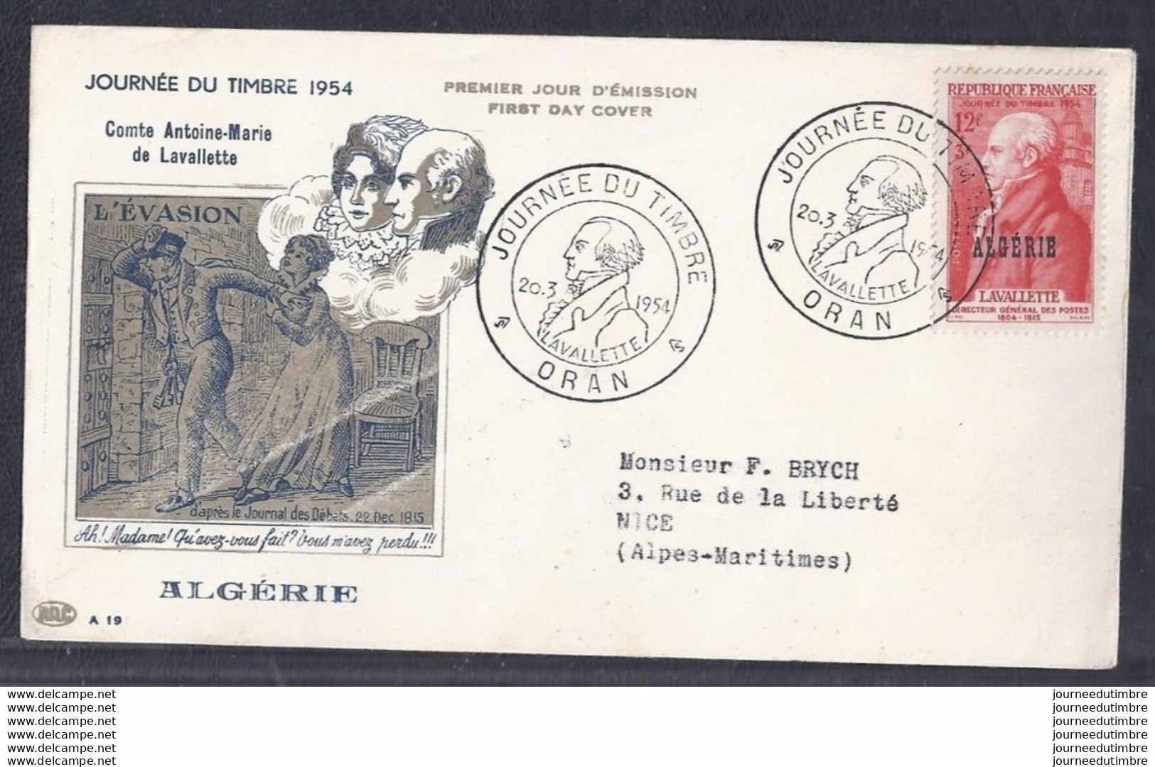 Enveloppe Pac  Journee Du Timbre 1954 Oran - FDC