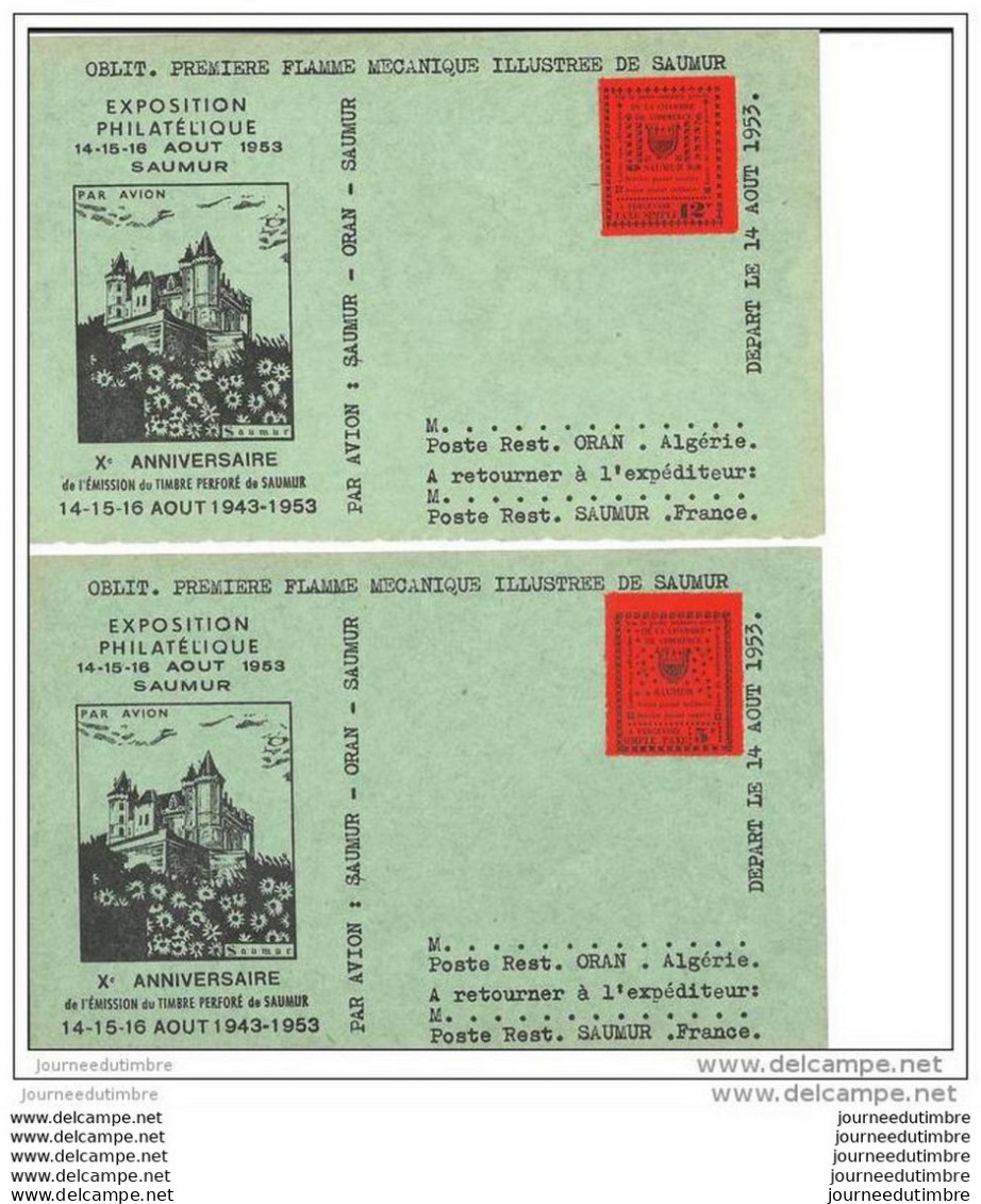 Ensemble 11 Cartes Exposition Philatelique Saumur 1953 Avec Timbres De Greve - Sonstige & Ohne Zuordnung