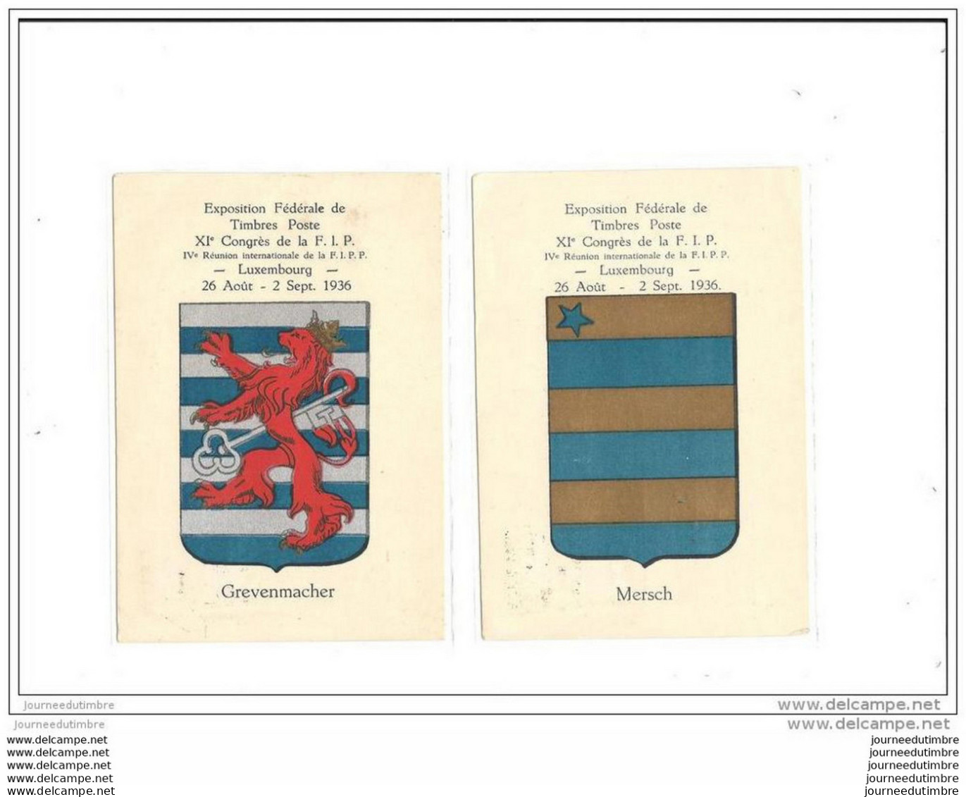 11 Carte Blasons Exposition Federale De Timbres Postes 1936 Congres De La F.i.p - Commemoration Cards