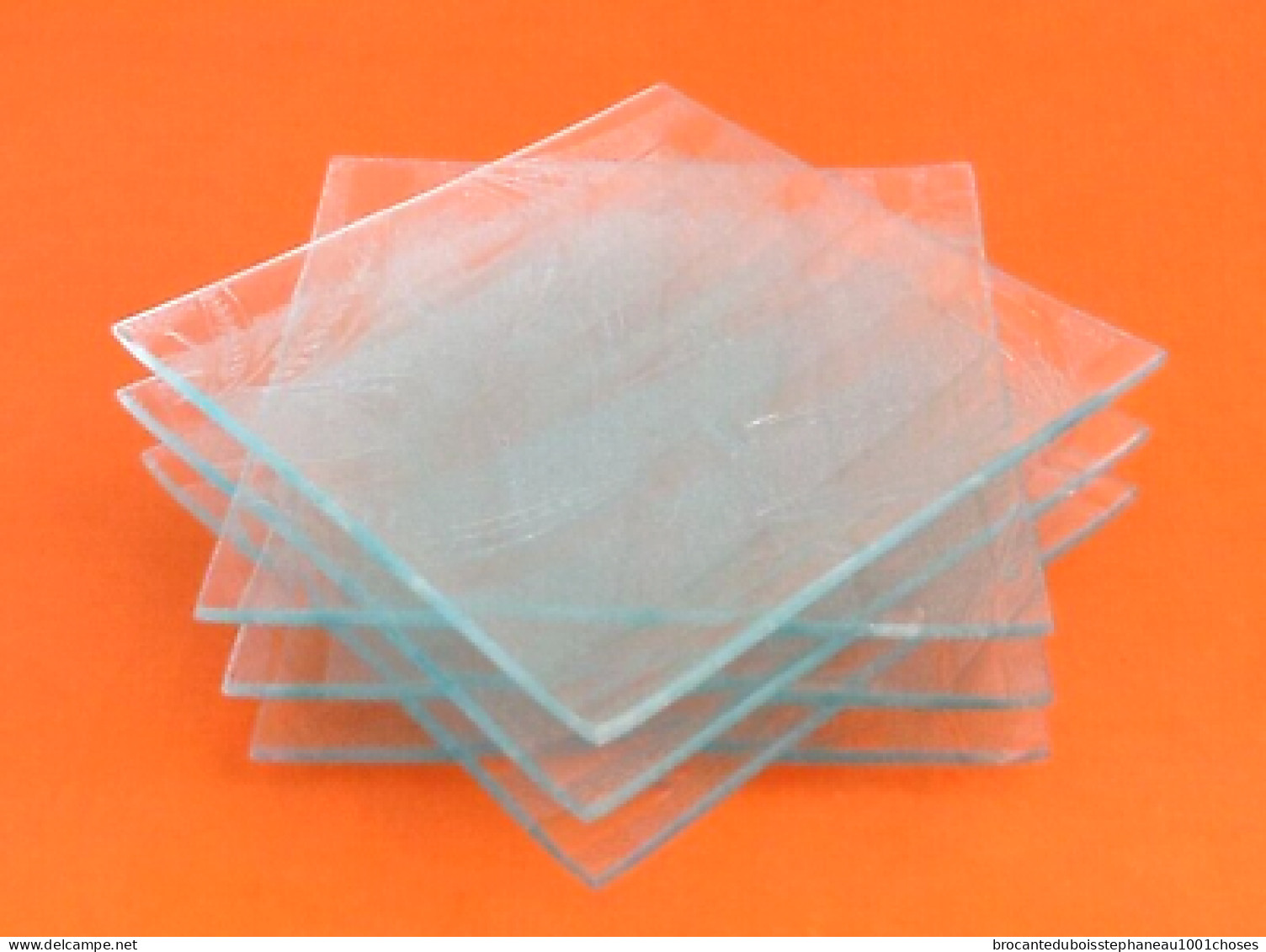 6 Assiettes  Verre Transparent Thème Exotique  Décor Bambou - Glass & Crystal