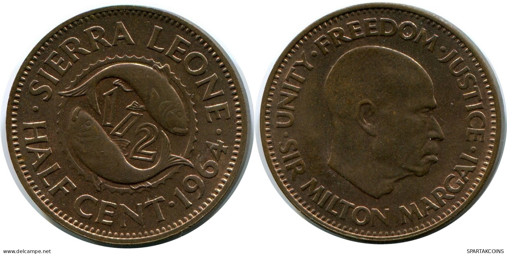 1/2 CENTS 1964 SIERRA LEONE Münze #AR159.D - Sierra Leone