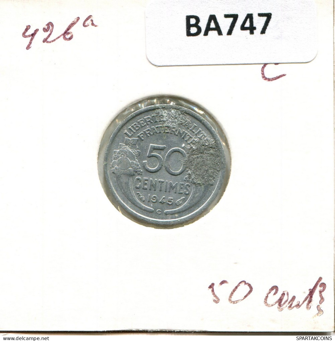 50 CENTIMES 1945 FRANCE French Coin #BA747 - 50 Centimes