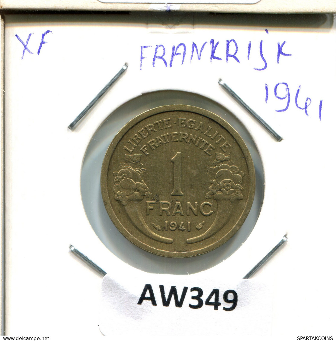 1 FRANC 1941 FRANCIA FRANCE Moneda #AW349.E - 1 Franc