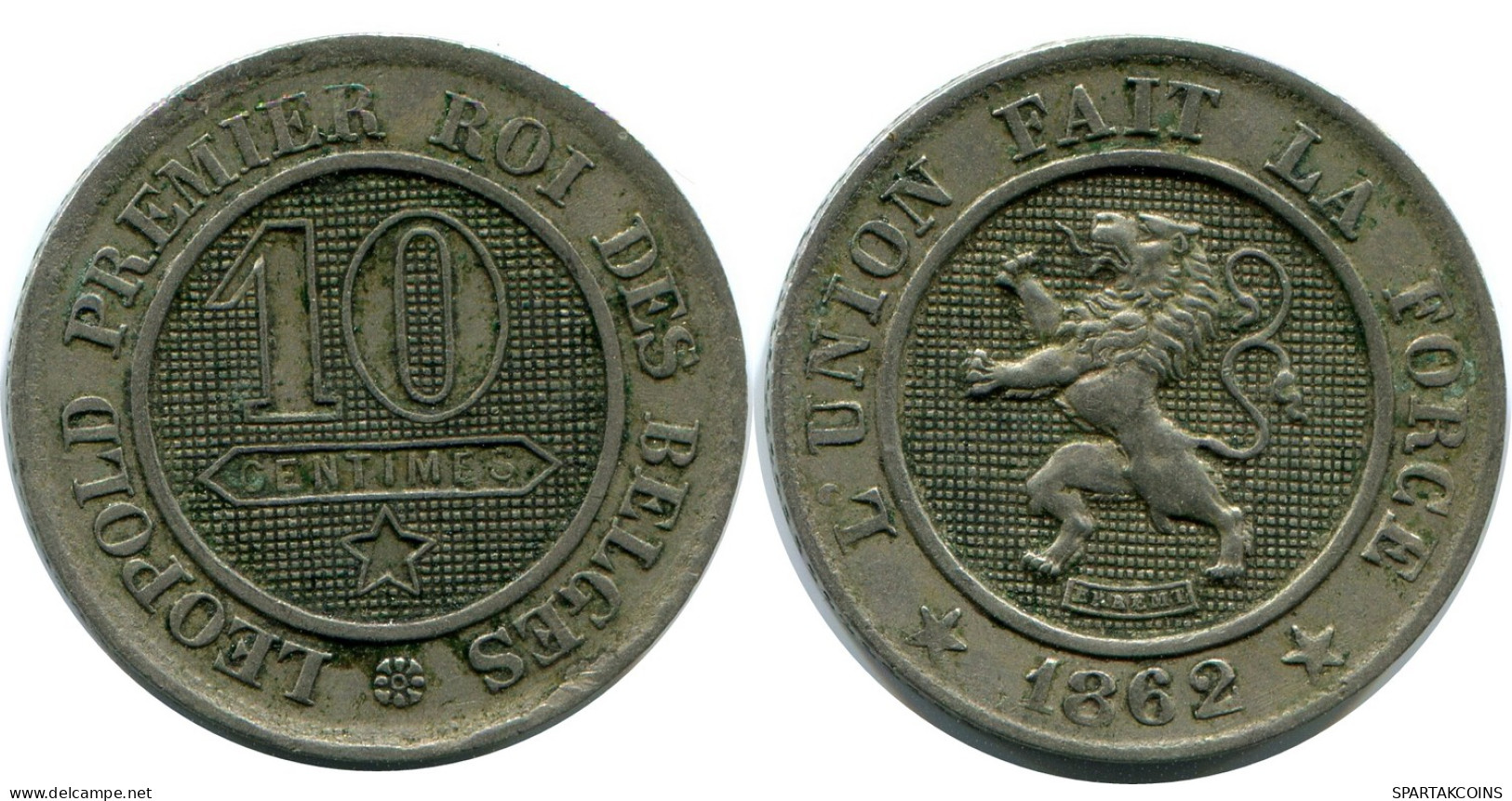 10 CENTIMES 1862 BELGIEN BELGIUM Münze #AZ133.1.D - 10 Centimes