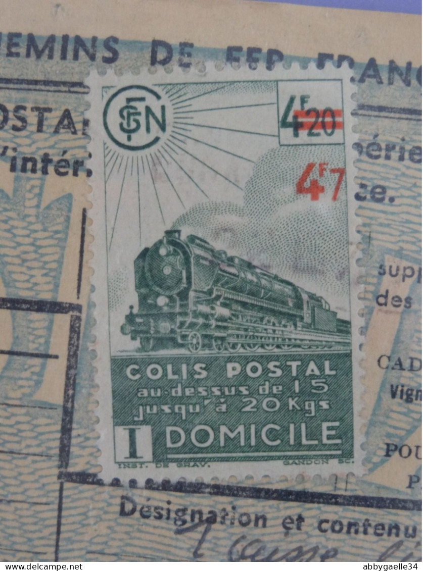 Bulletin D'expédition Colis Postal De 20kgs 3e Zone Oblitération RARE "Correspondant De La SNCF De DUNKERQUE Wargnez - Briefe U. Dokumente