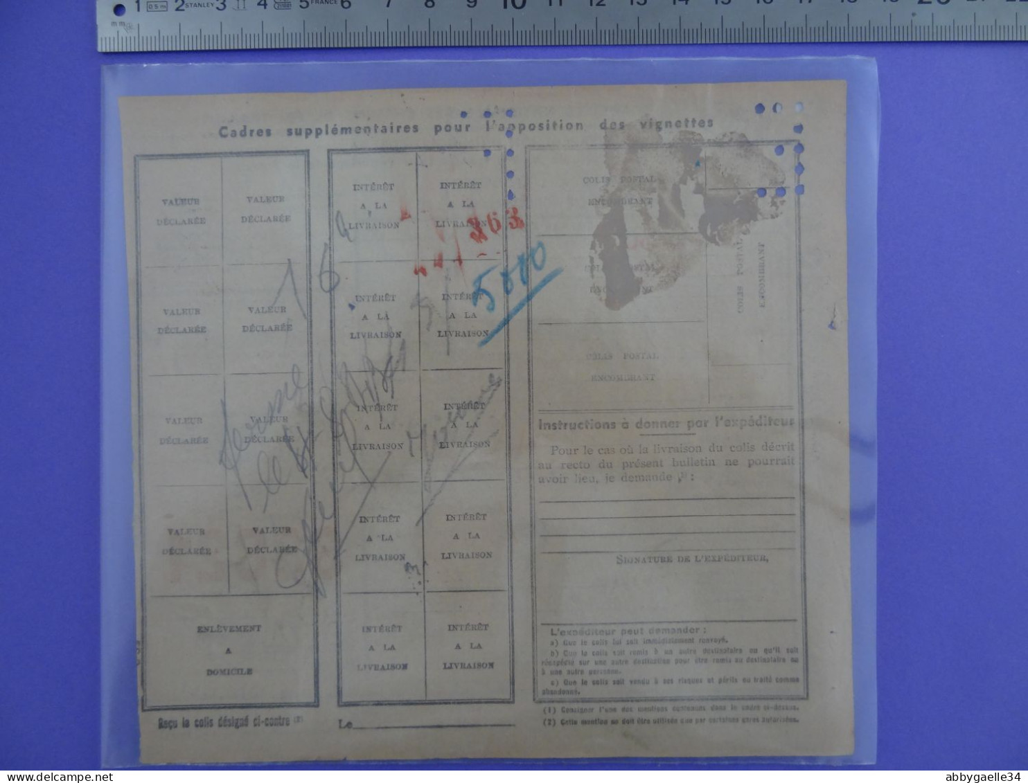 Bulletin D'expédition Colis Postal De 20kgs 3e Zone Oblitération RARE "Correspondant De La SNCF De DUNKERQUE Wargnez - Cartas & Documentos