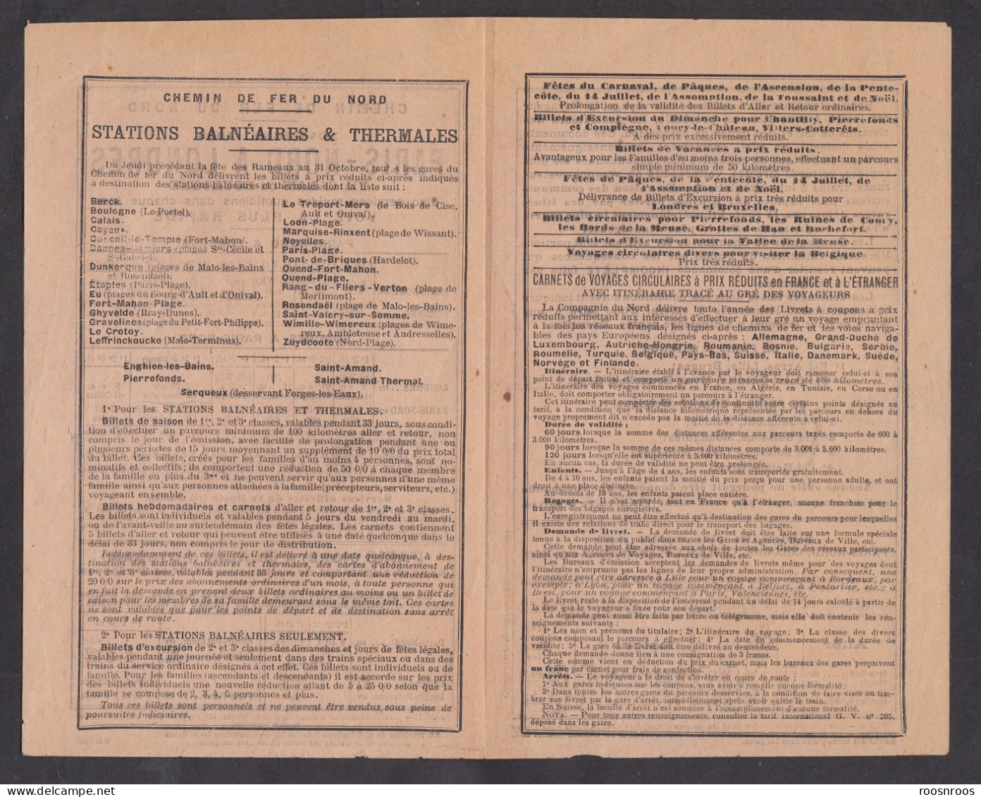 HORAIRE DES CHEMINS DE FER DU NORD 1909 - DE PARIS NORD A LONDRES ET A BERLIN - Europa