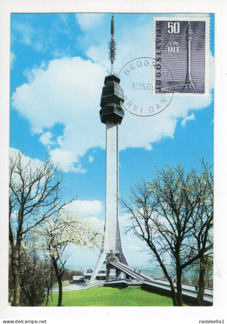 1962. YUGOSLAVIA,SERBIA,BELGRADE,MAXIMUM CARD,AVALA TV TOWER,DESTROYED BY NATO BOMBS IN 1999 - Cartes-maximum