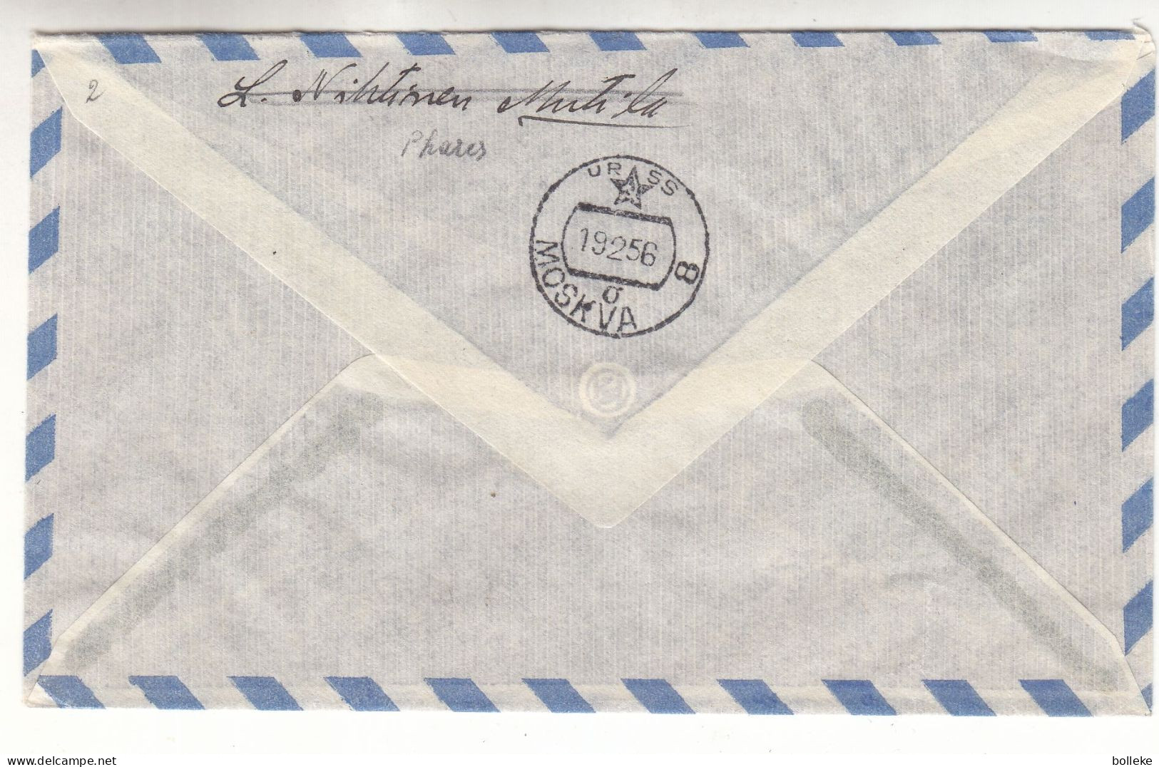 Finlande - Lettre De 1956 - Oblit Helsinki - Phares - Cachet De Moscou - Griffe Retour - - Storia Postale