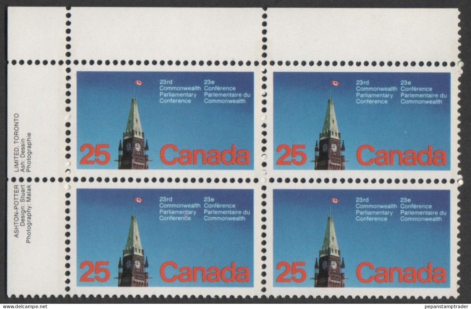 Canada - #740 - MNH PB - Plattennummern & Inschriften