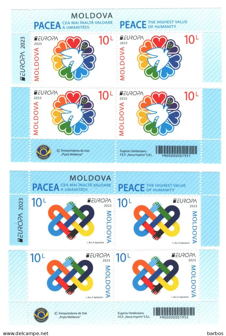 2023 Moldova Europa 2023. PEACE – The Highest Value Of Humanity ,4 Set, MNH - 2023