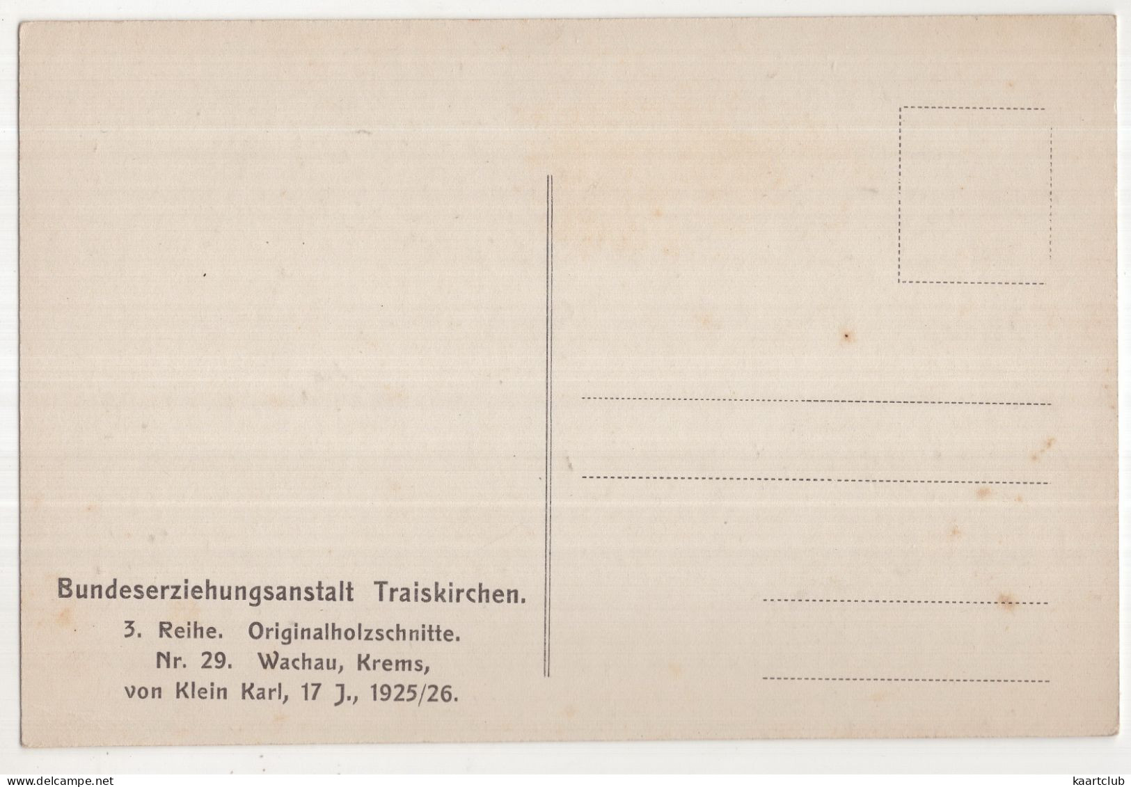 Bundeserziehungsanstalt Traiskirchen - Krems - 3. Reihe Originalholzschnitte Nr. 29. Wachau, Krems - (NÖ, Österreich) - Krems An Der Donau