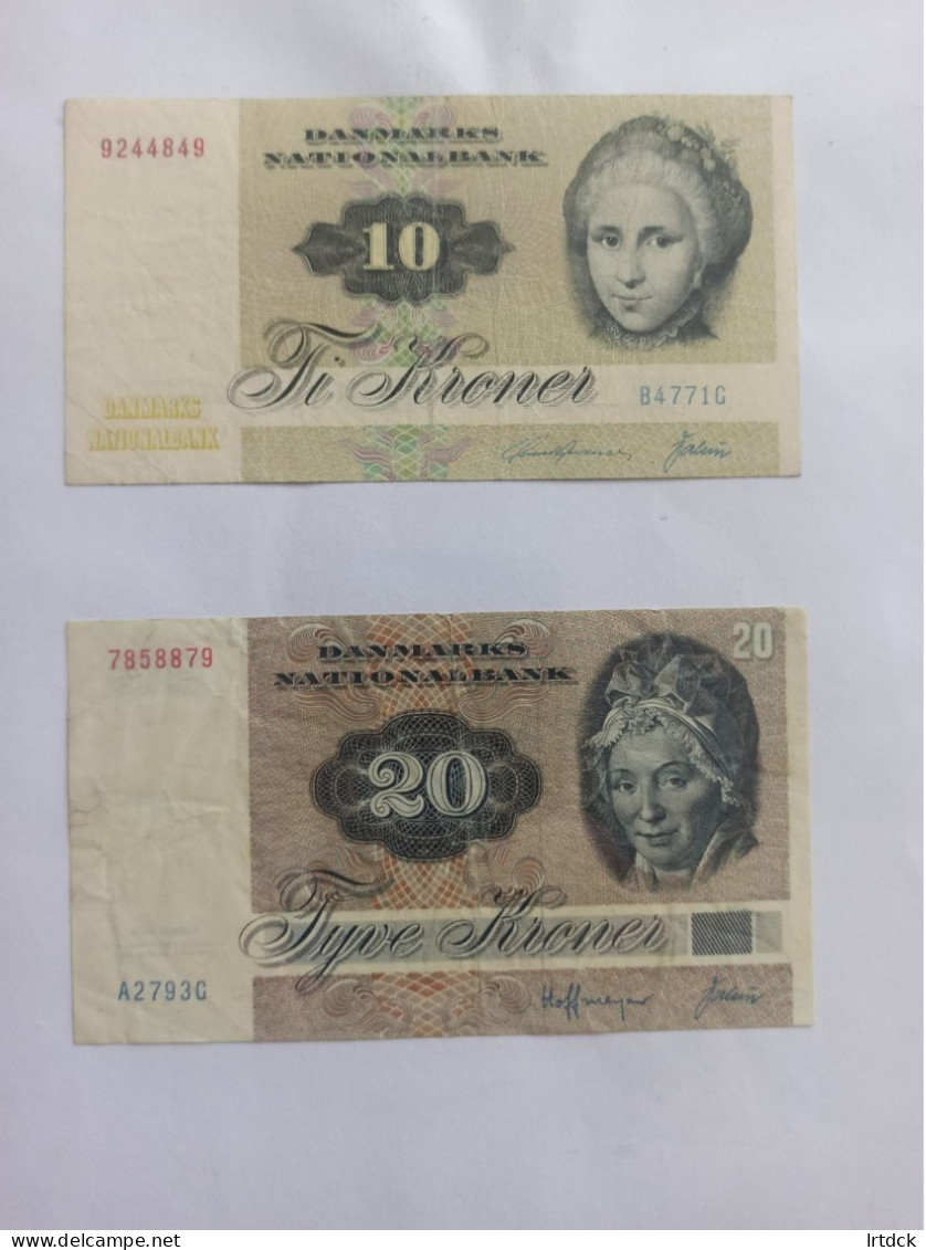 Lot Billets Danemark 10 Kroner  1972 (15€)    Et De 20 Kroner 1972  (15€) - Dänemark
