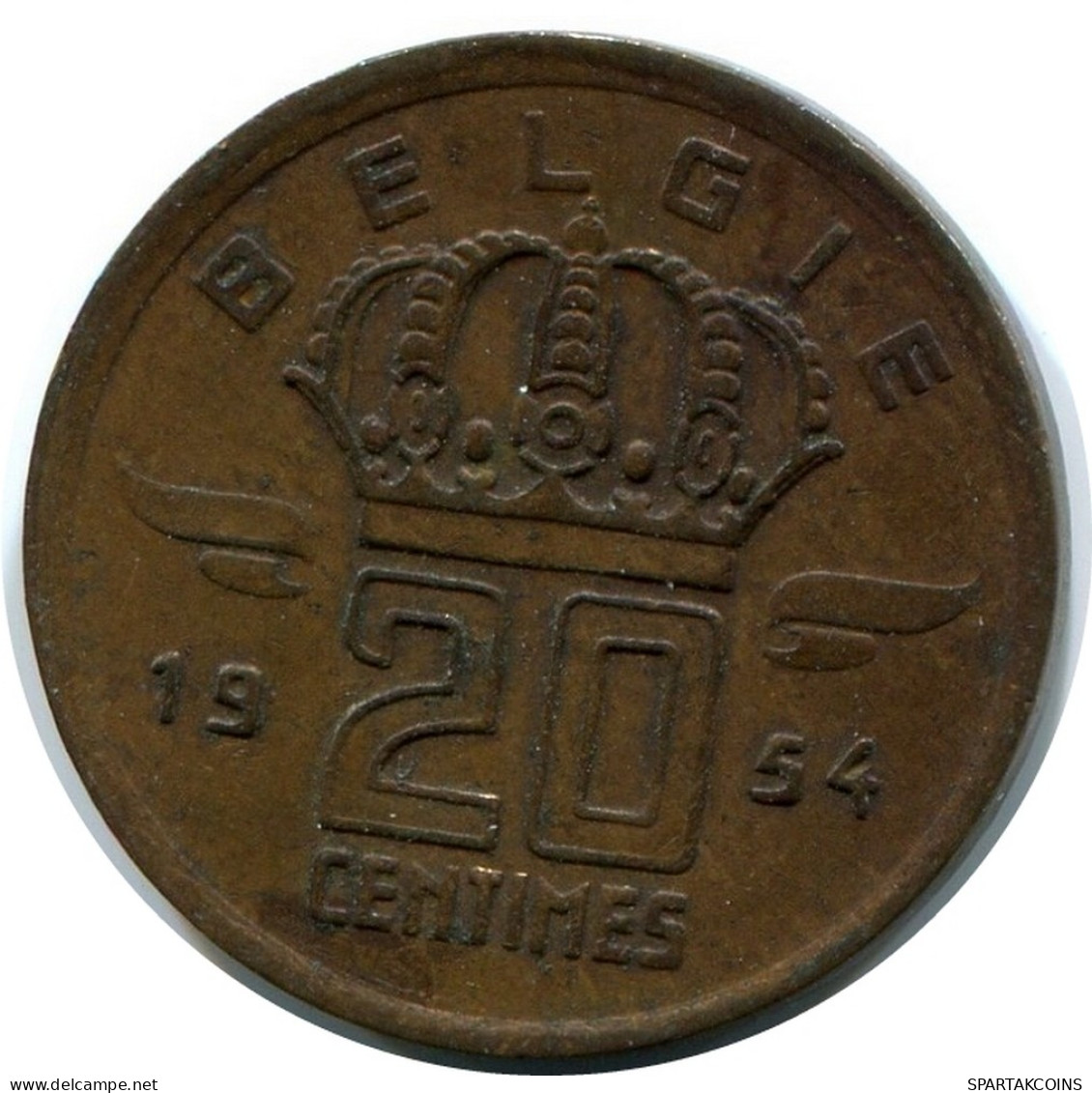 20 CENTIMES 1954 BELGIQUE BELGIUM Pièce DUTCH Text #AX367.F - 25 Cents