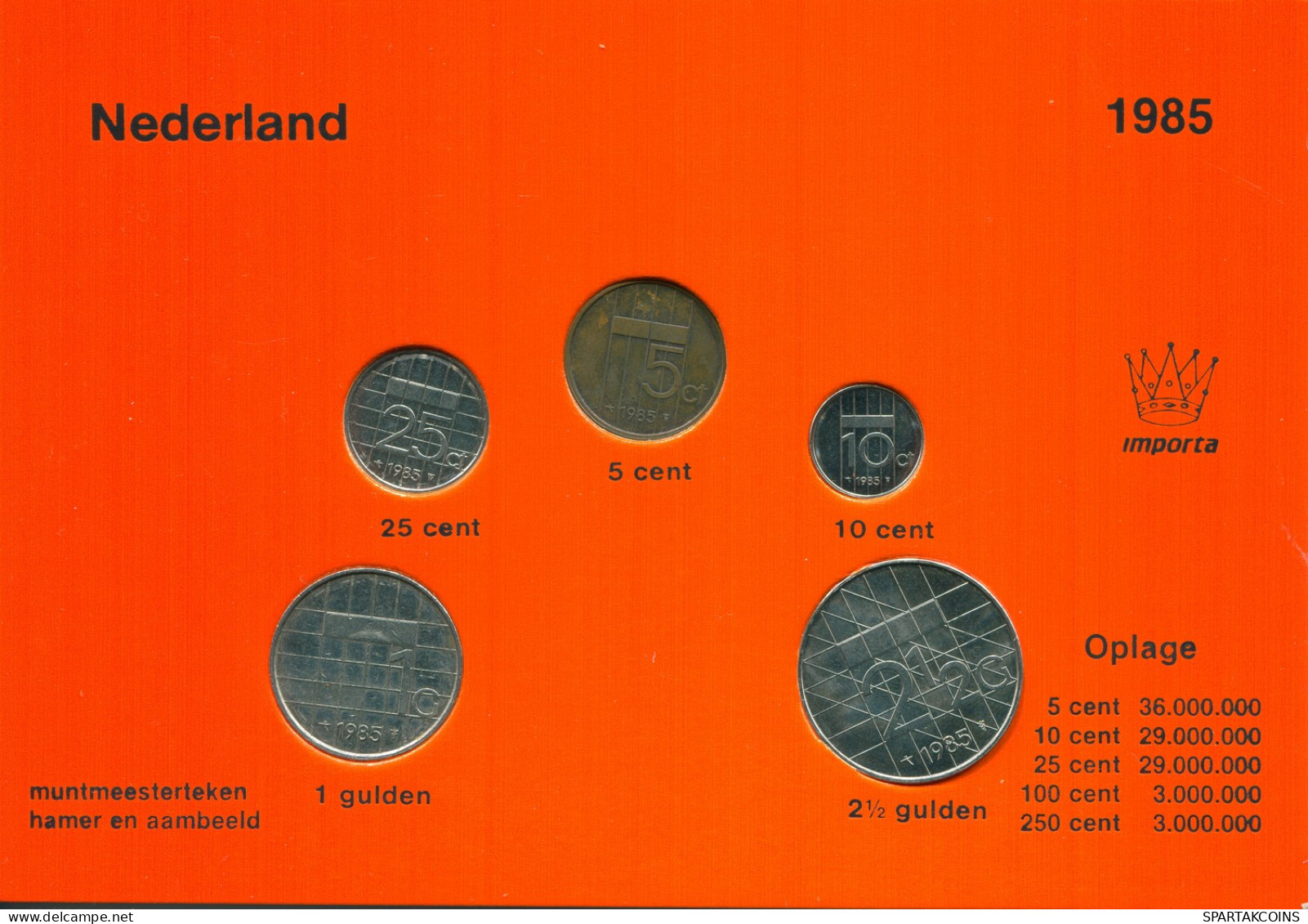 NETHERLANDS 1985 MINT SET 5 Coin #SET1022.7.U - [Sets Sin Usar &  Sets De Prueba