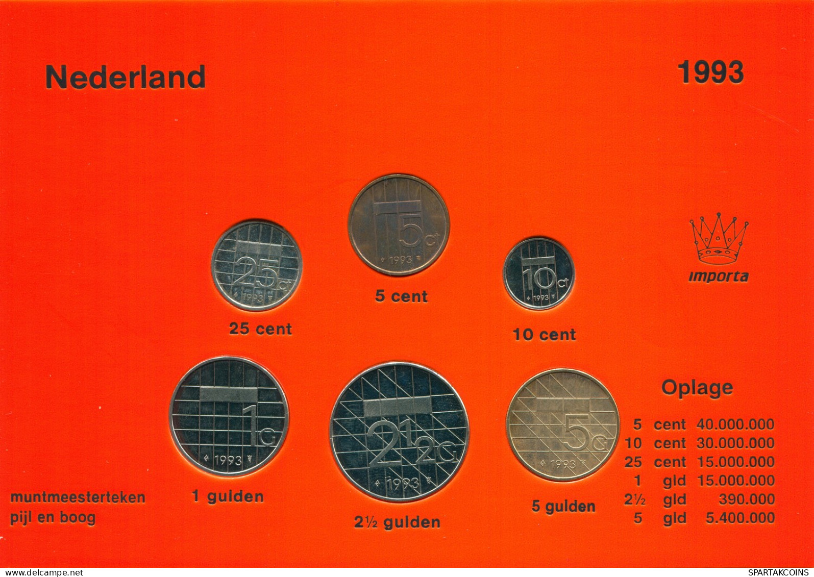 NETHERLANDS 1993 MINT SET 6 Coin #SET1030.7.U - Mint Sets & Proof Sets