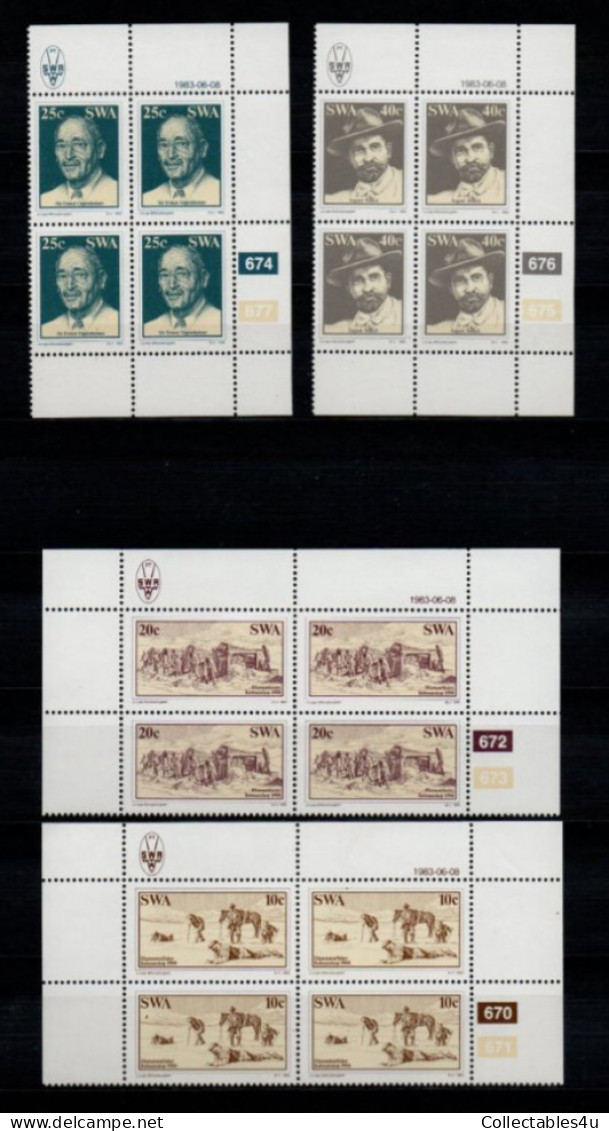 1983 SWA South West Africa Cylinder Blocks Set MNH ThematicsDiamond Findings In Luderitz (SB4-007) - Neufs