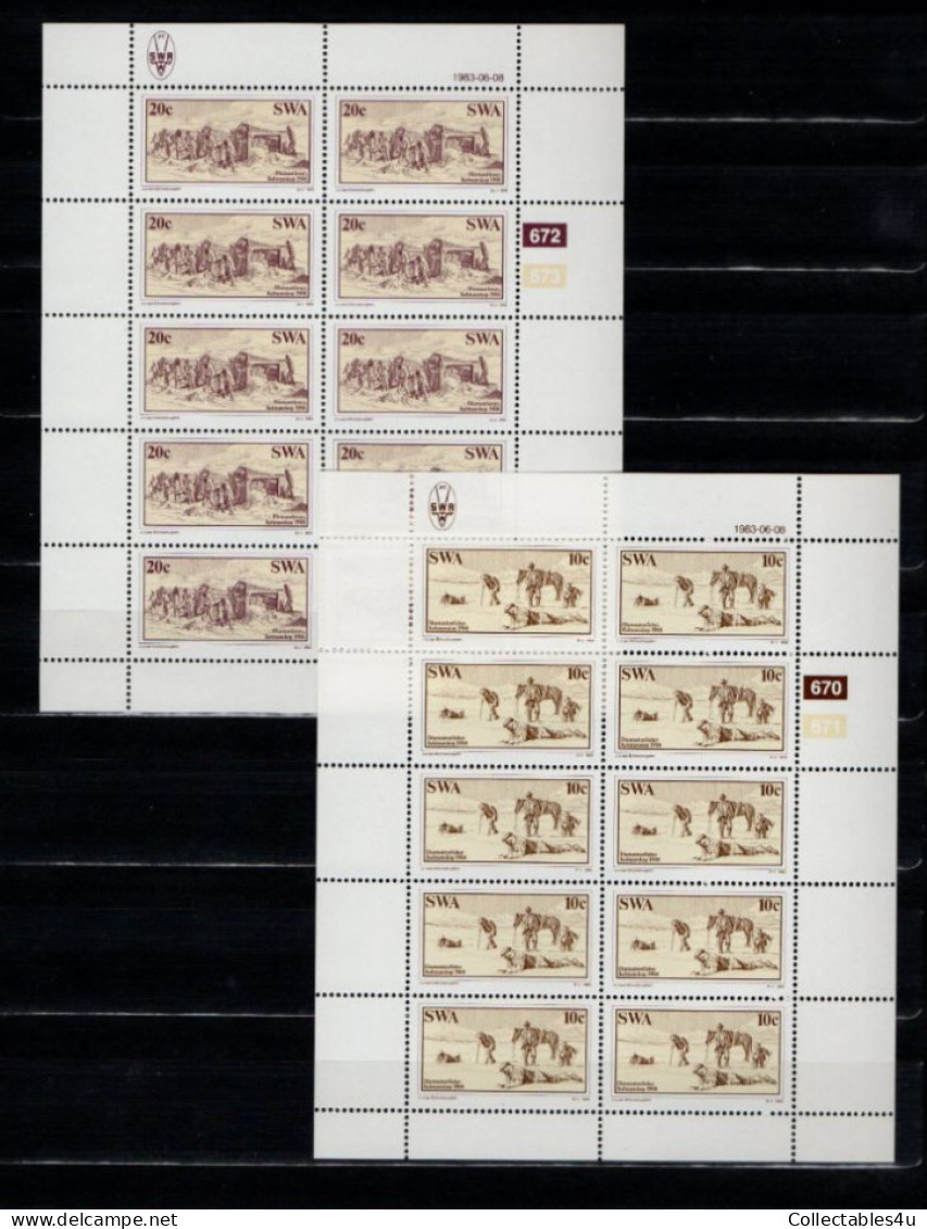 1983 SWA South West Africa Cylinder Blocks Set MNH Thematics Full Sheet Of 10 Stamps  (SB4-009) - Neufs