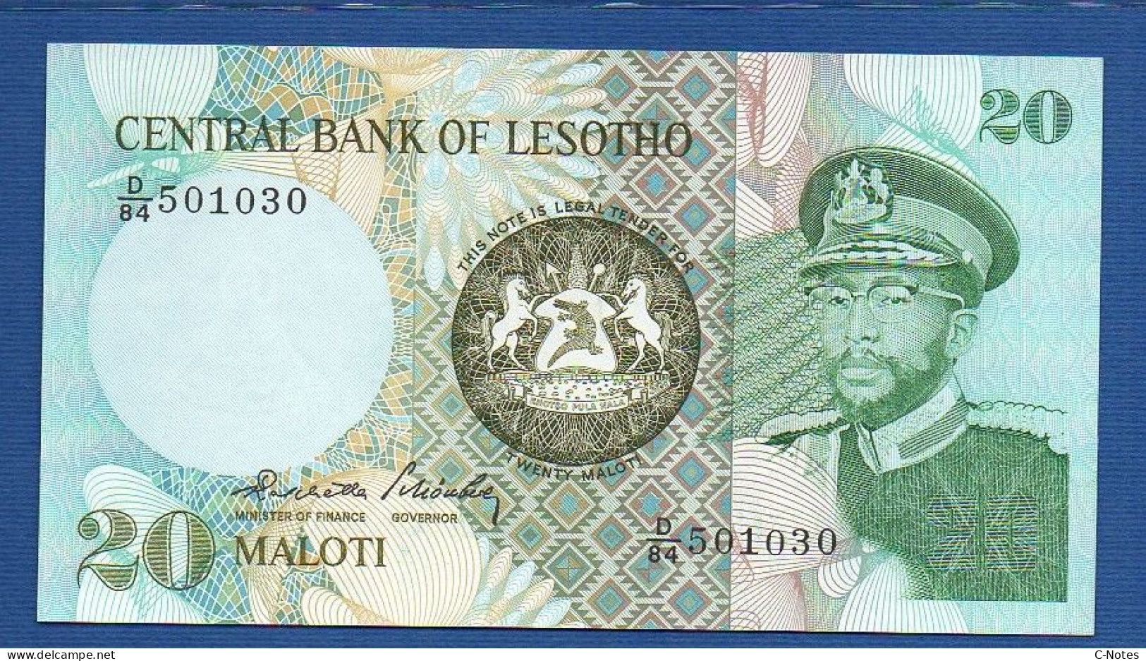 LESOTHO - P. 7b – 20 Maloti 1984 AUNC, S/n D/84 501030 - Lesotho