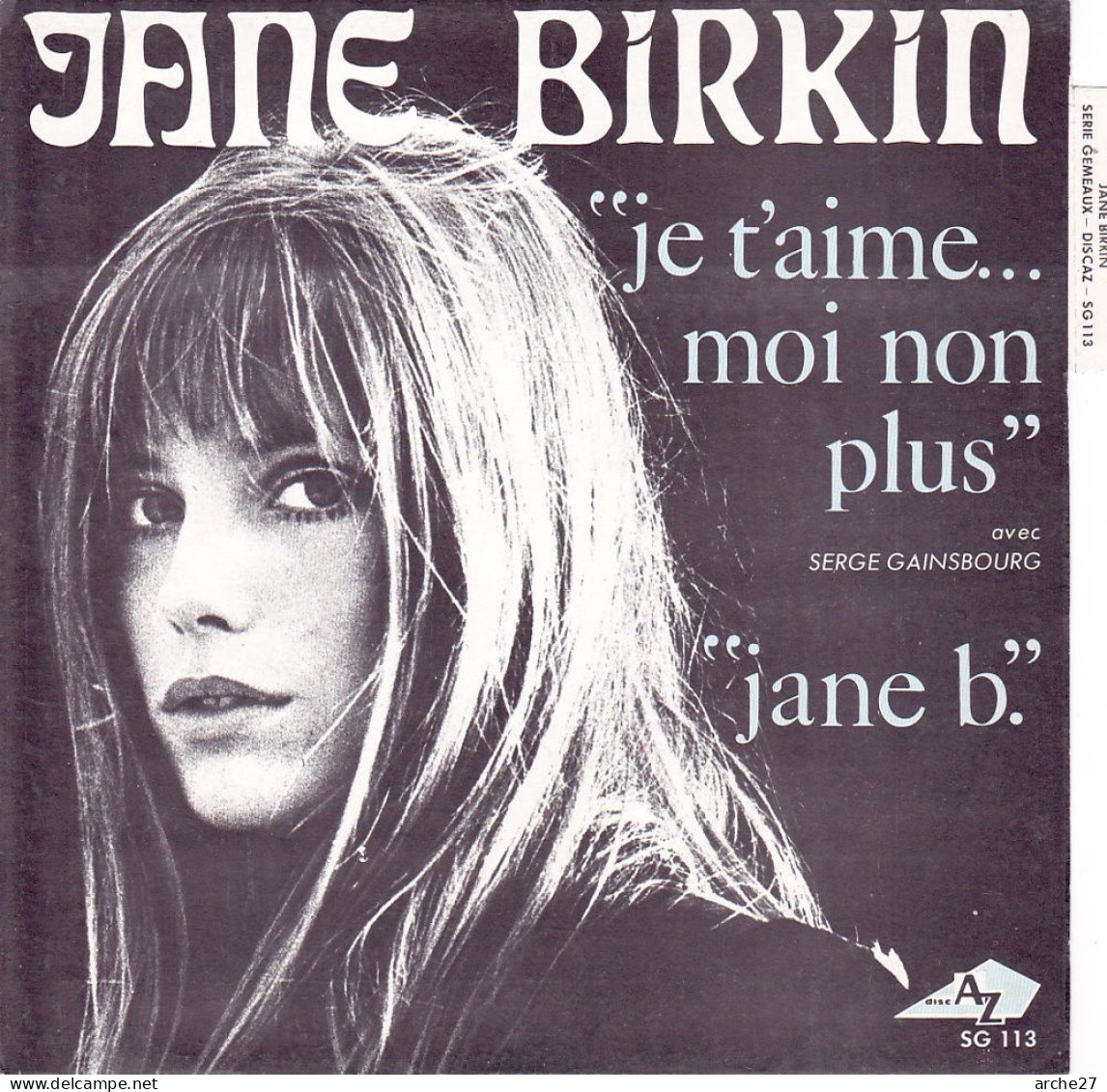 POCHETTE SP 45 TOURS (languette) Jane BIRKIN - SG 113 (sans Disque) - Toebehoren En Hoezen