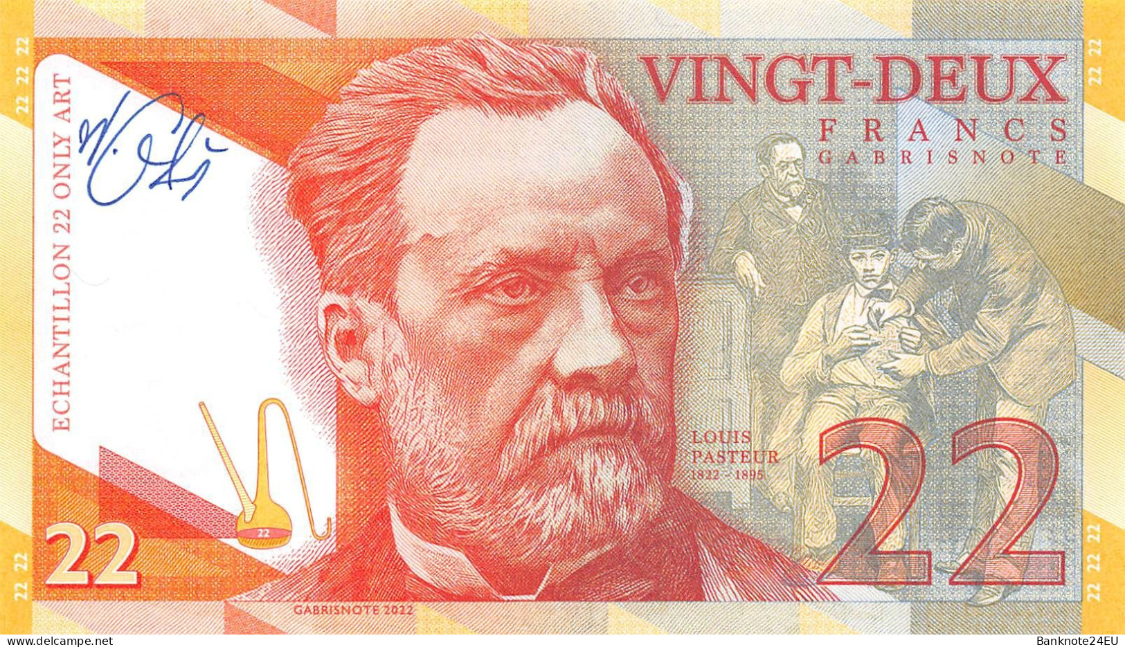 22 Francs Louis Pasteur 2022 Unc Specimen Signature - Fictifs & Spécimens