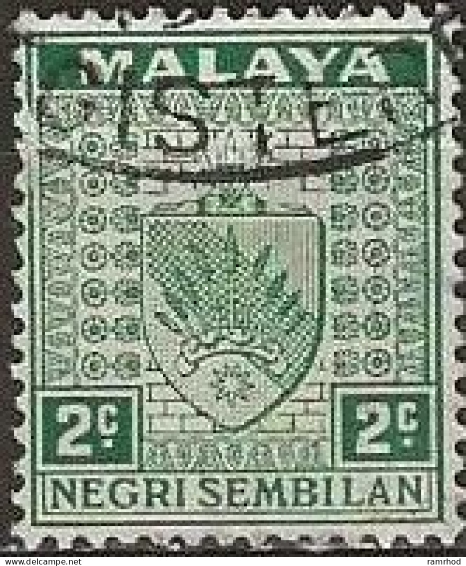 NEGRI SEMBILAN 1935 Arms Of Negri Sembilan -  2c. - Green FU - Negri Sembilan