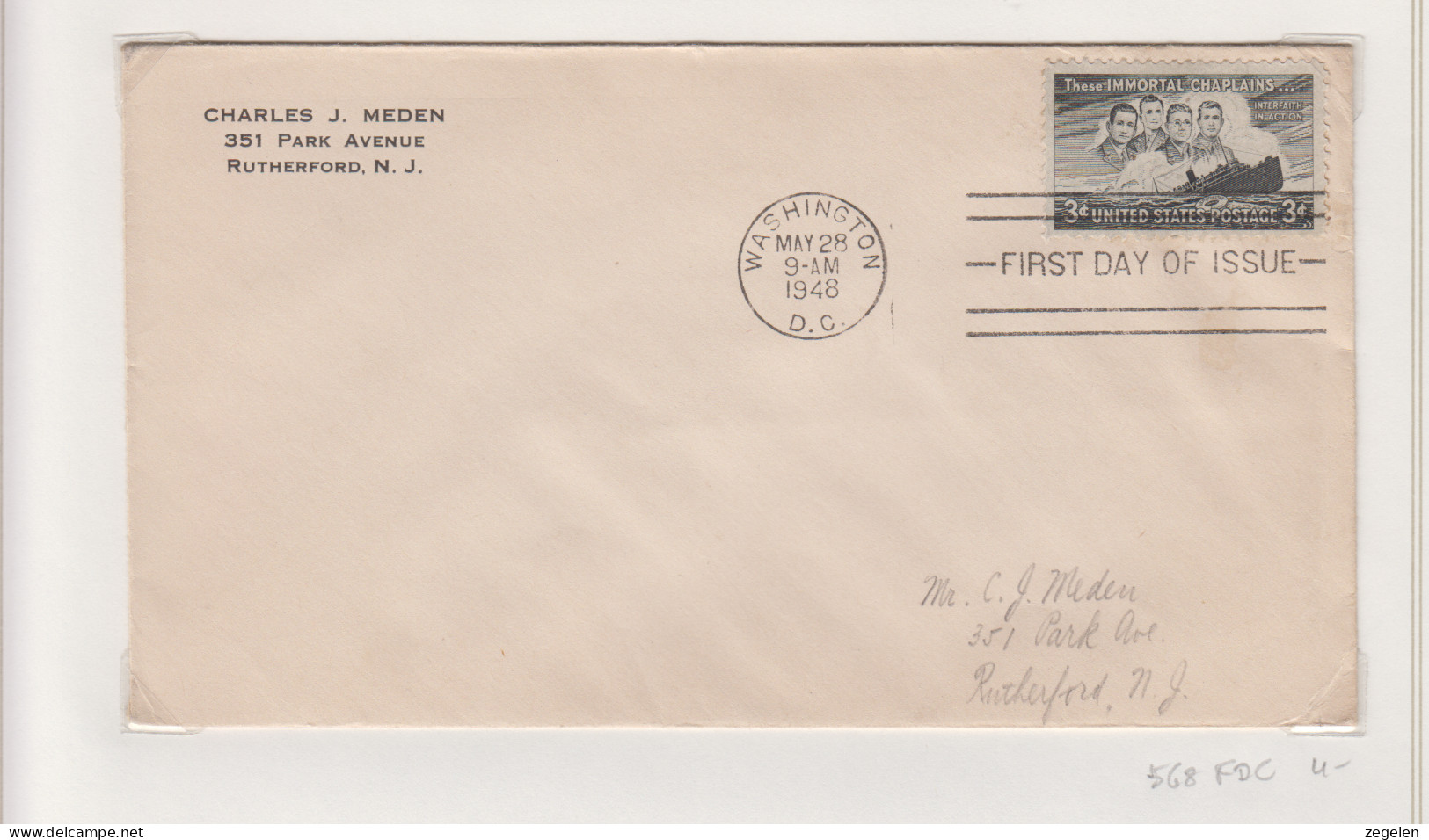 Verenigde Staten FDC Michel-cat. 568 - 1941-1950