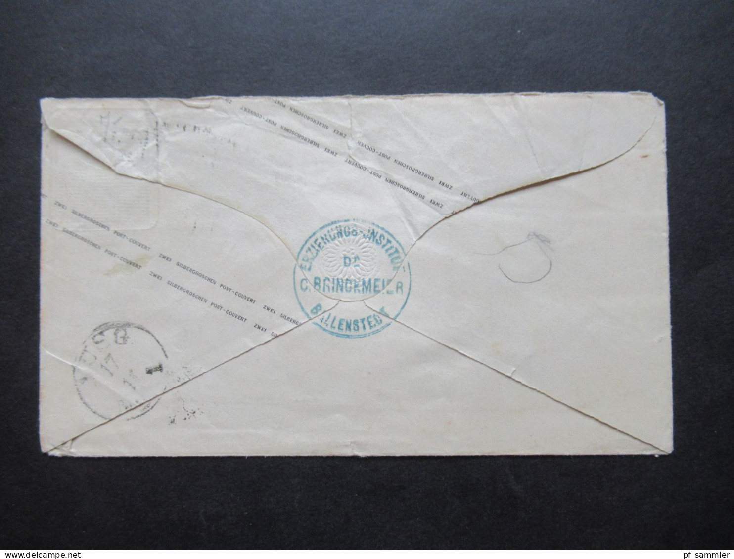 AD NDP 1863 GA Umschlag 2 Groschen Auf Umschlag Von Preußen U 31 A  Stempel Ra2 Ballenstedt An Die Gräfin Von Herzberg - Entiers Postaux