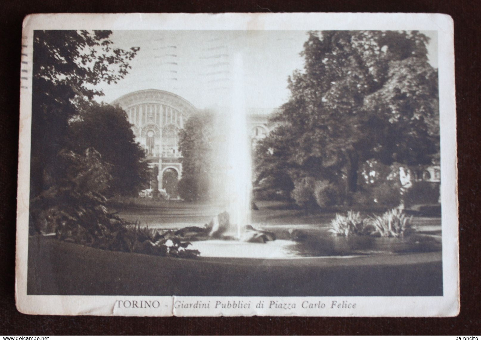 ITALIA PIEMONTE TORINO. CARTOLINA VIAGGIATA RAFFIGURANTE I GIARDINI PUBBLICI DI PIAZZA CARLO FELICE. 1934 - Parcs & Jardins