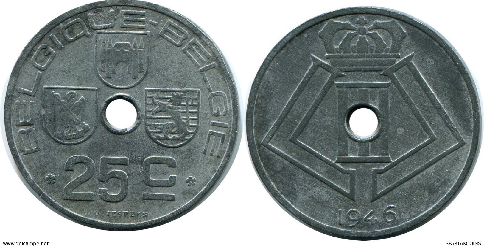 25 CENTIMES 1946 DUTCH Text BÉLGICA BELGIUM Moneda #BA419.E - 10 Cents & 25 Cents