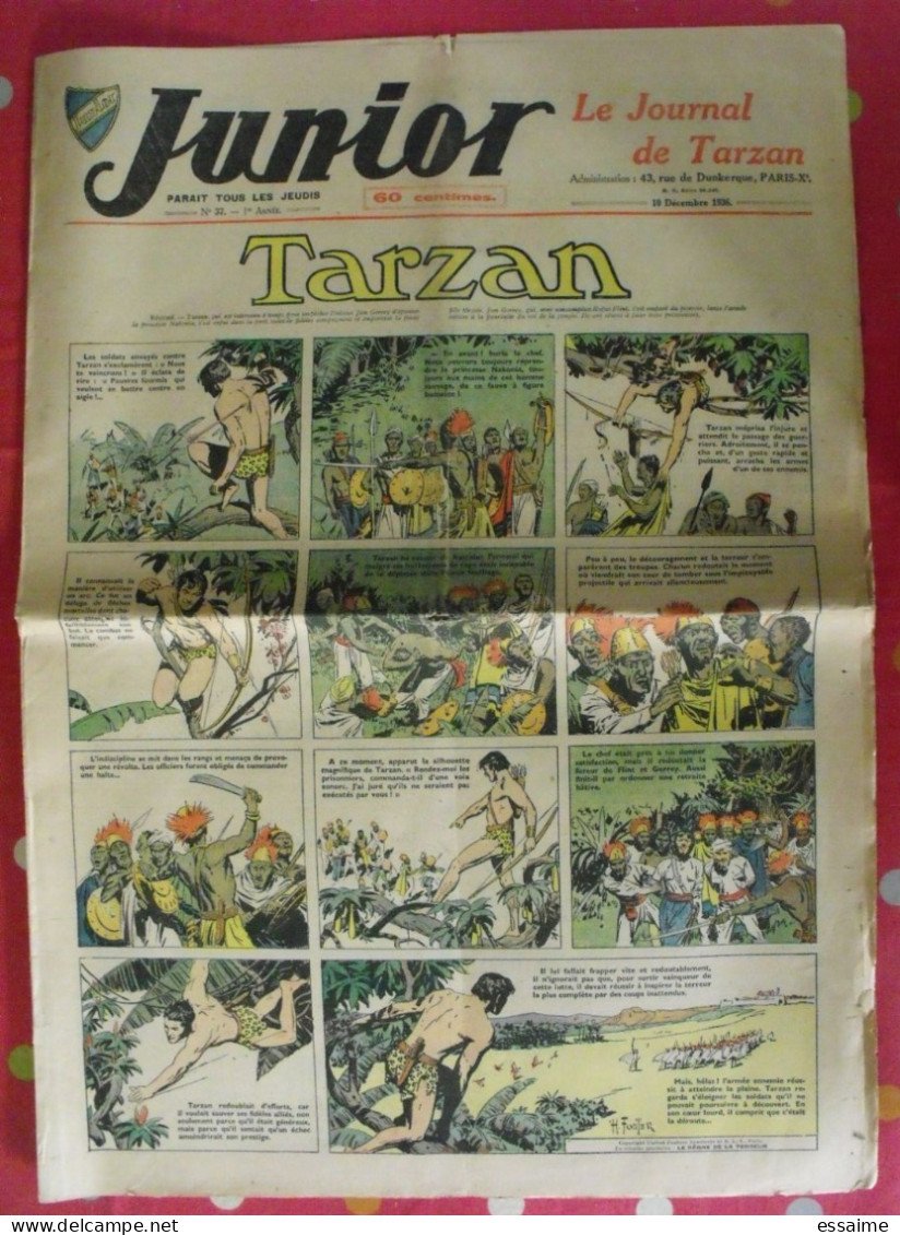 Junior, Le Journal De Tarzan N° 37 1936. Foster Mat Trubert Callaud. à Redécouvrir - Autres & Non Classés