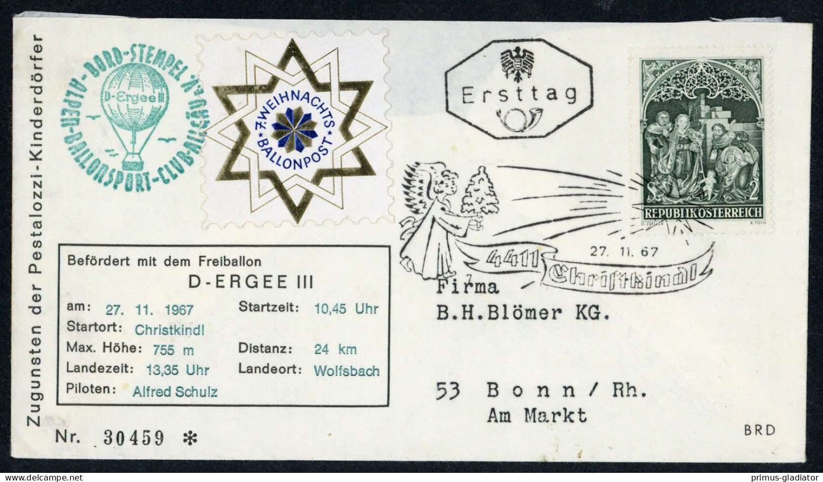 1967, Österreich, Palmer C 07a, Brief - Oblitérations Mécaniques